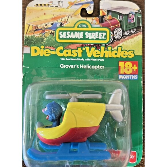 Vintage 1998 Sesame Street Grover's Diecast Helicopter Fisher Price - Picture 1 of 9